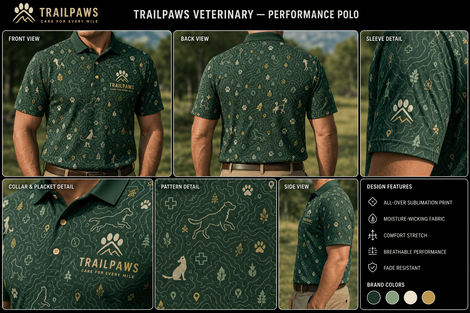 Close detail of the TrailPaws custom pattern